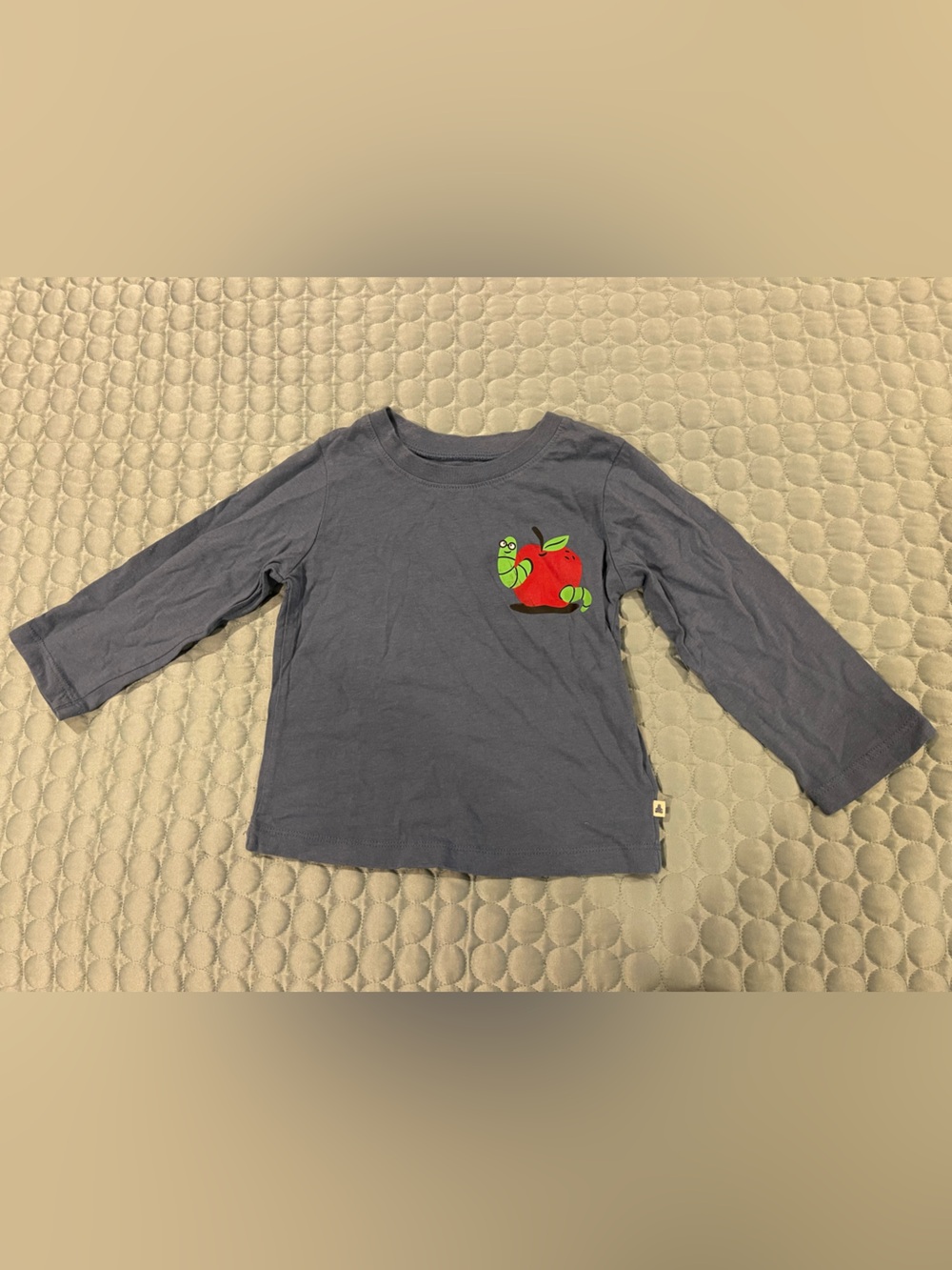 GAP Brannan’s Favorite Cornflower Long Sleeve Tee Red Apple Green Worm Sz 18-24m